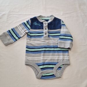 Koala Kids Blue and Gray Striped Bodysuit
